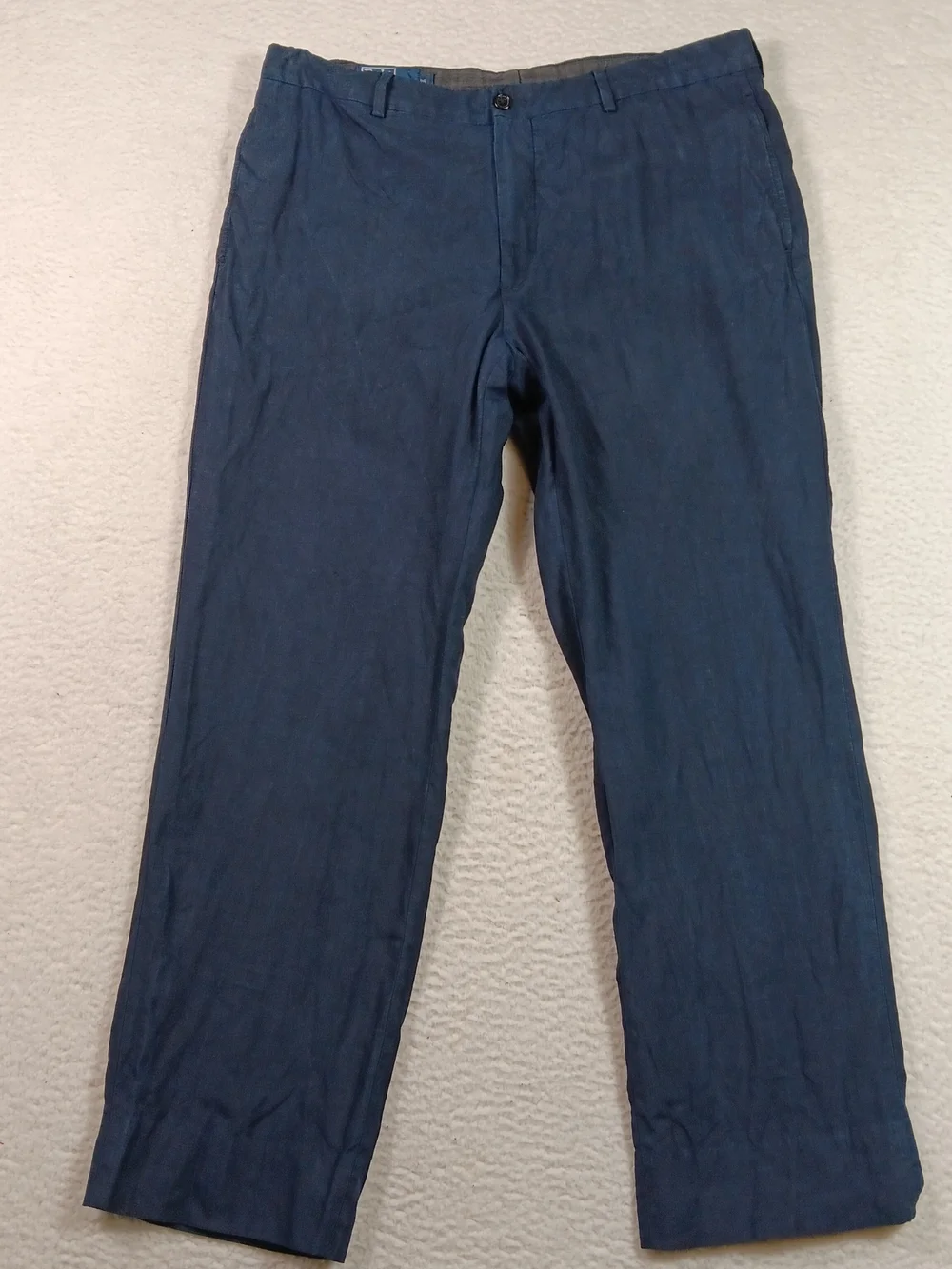 Vintage 80s Polo Ralph Lauren Pants Mens 36x30 Navy 100% Linen Trousers Italy